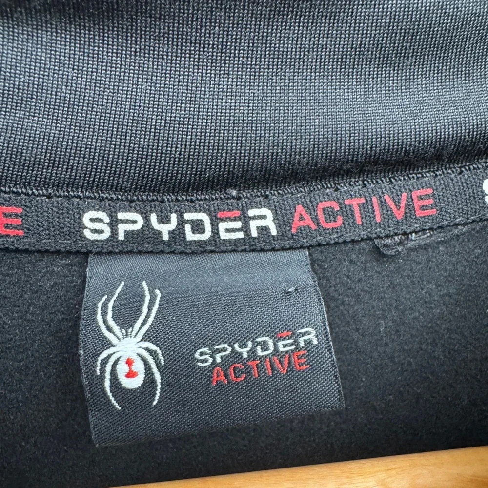 Spyder Active 1/4 Zip Pullover Mens L‎ Black Long Sleeve ProWEB Athletic Fleece